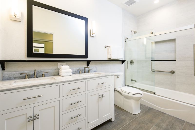 Bathroom with floating vanity and modern fixtures