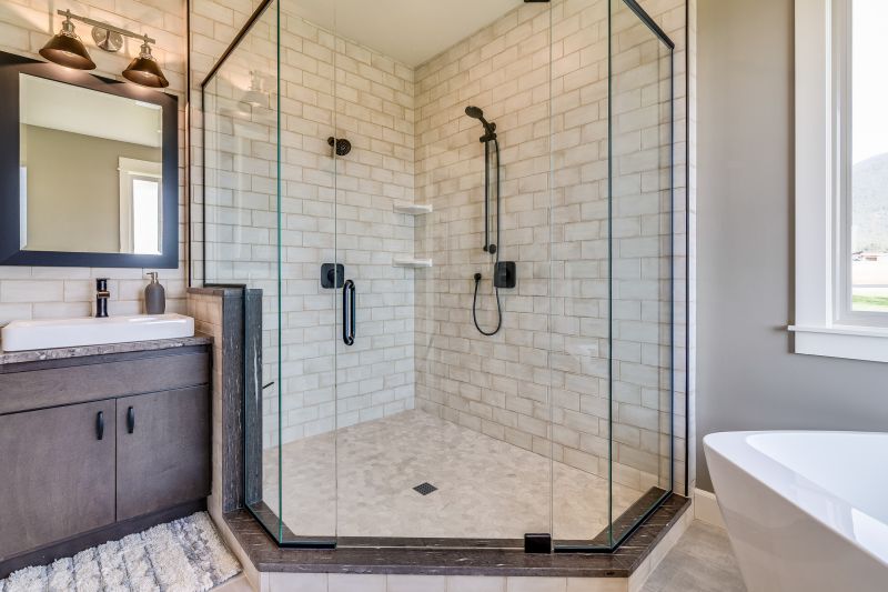 Luxury walk-in shower with glass enclosure